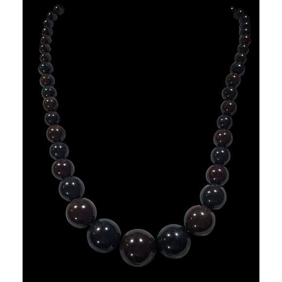 Black And Brown Graduated Beaded Necklace - Picture 5 of 8